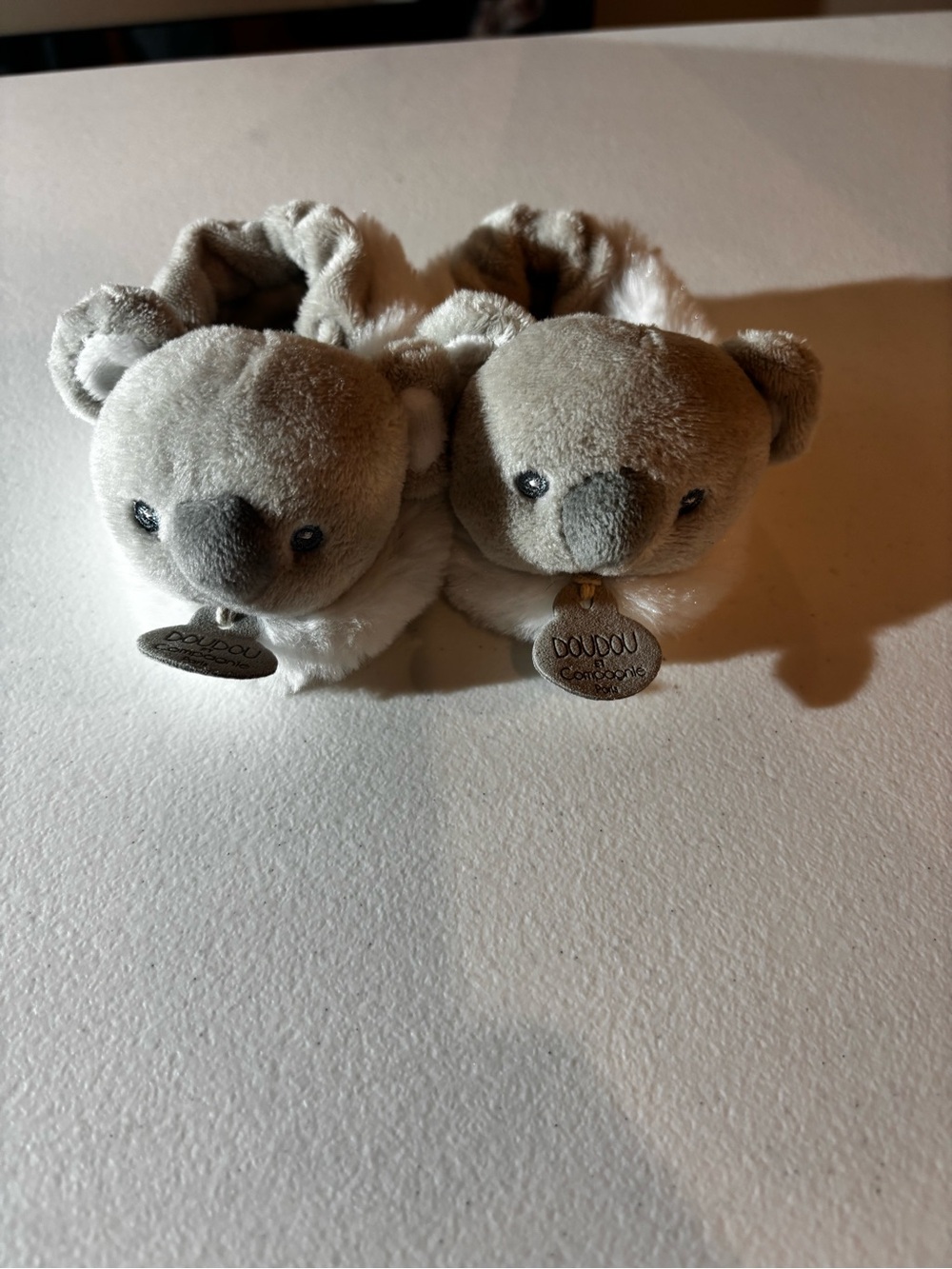 Plush Gray Koala Baby Slippers